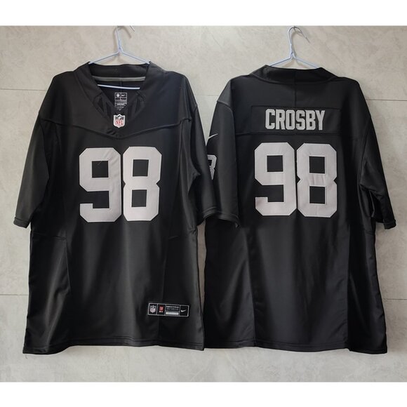 Mens Youths Kids Womens 98 Maxx Crosby Black Jersey - Picture 2 of 2